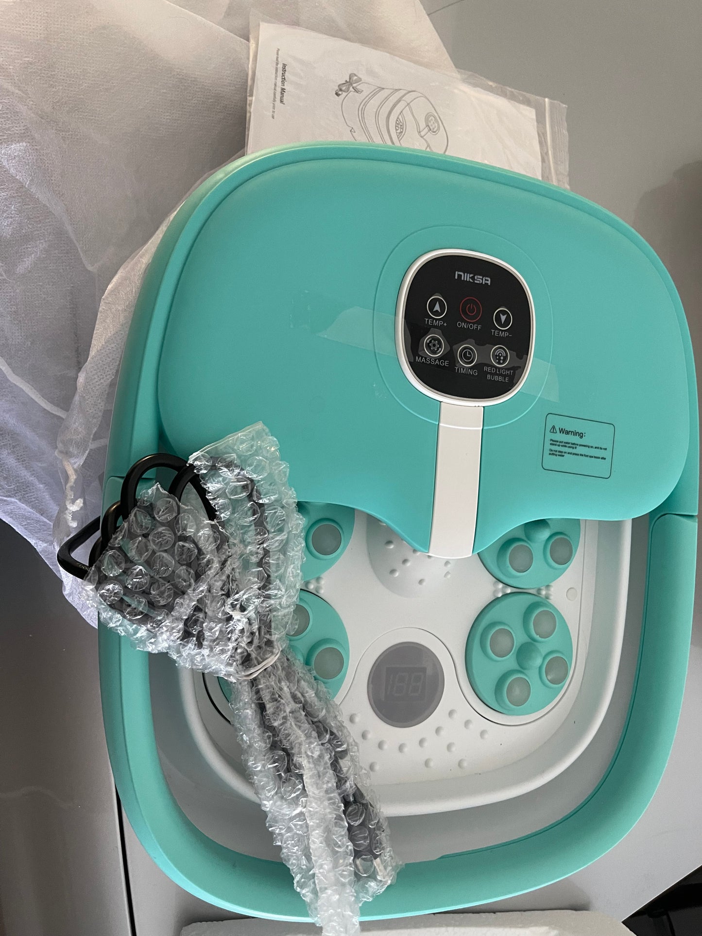 Niksa Collapsible Foot Spa Bath Massager with Heat, Bubbles