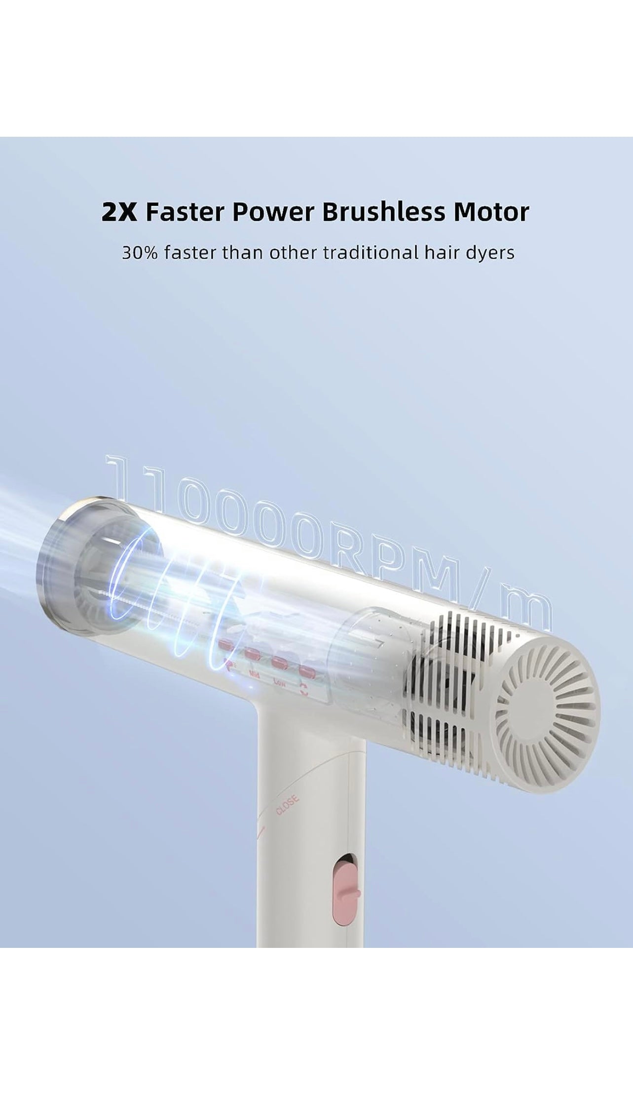 SKANWEN Ionic Hair Dryer with Folding Handle, 110,000 RPM High-Speed Blow Dryer