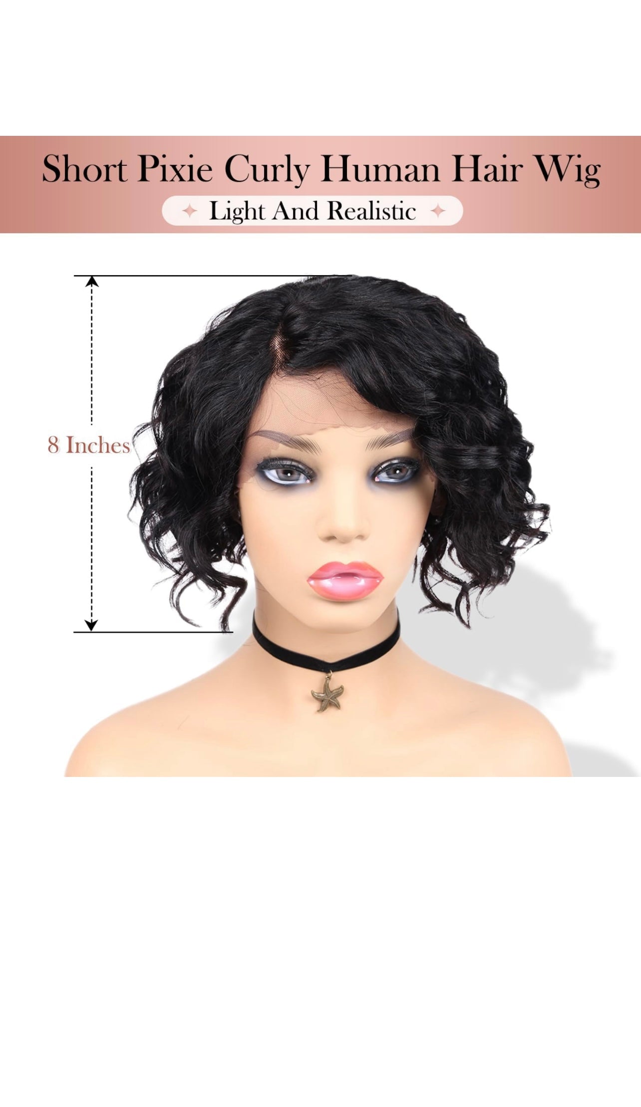 WIGER Short Lace Front Wigs Human Hair for Women Short Curly Bob Wig Black