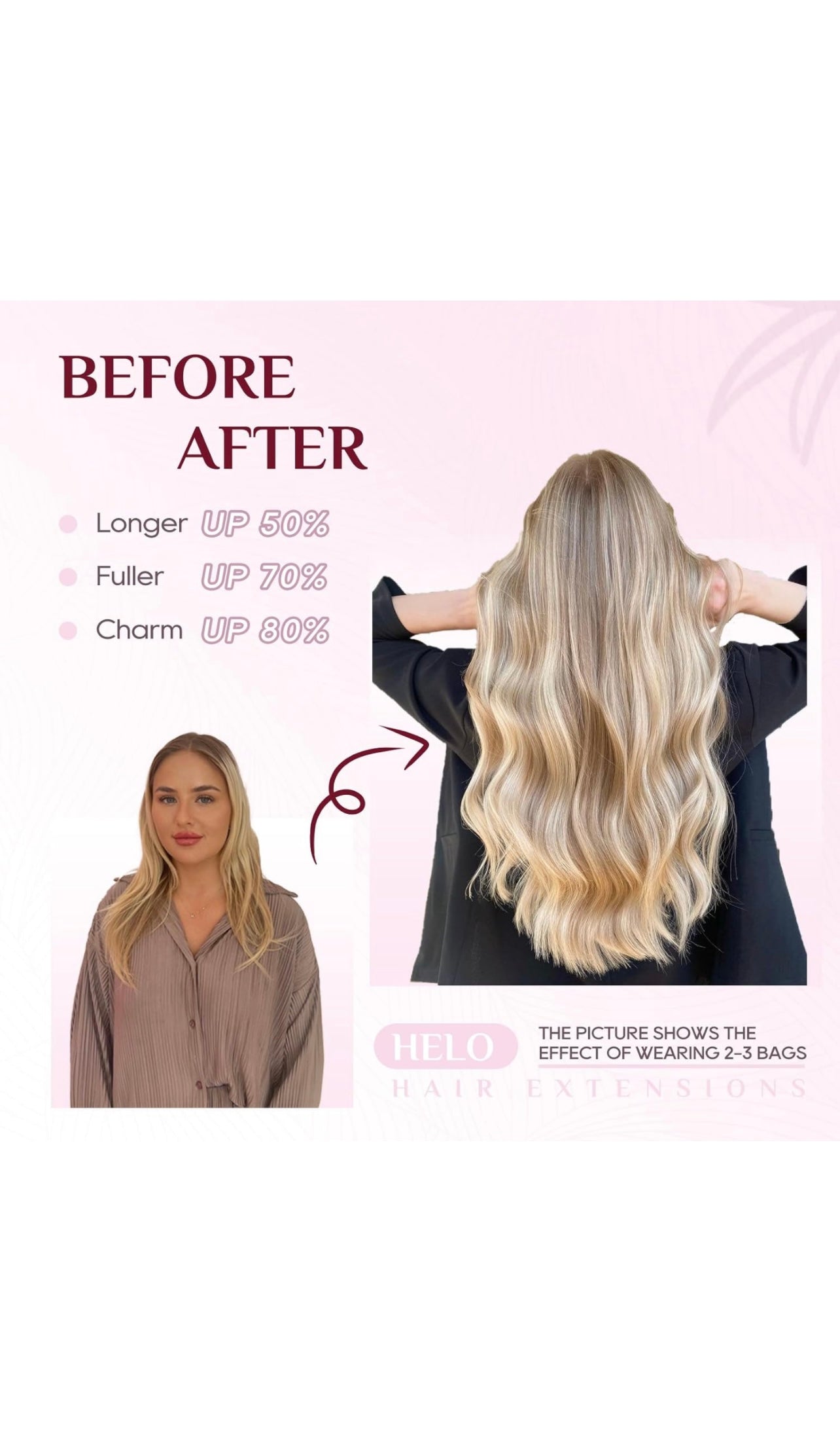 DIYOMO Halo Hair Extensions -Light Blonde Real Human Hair -P1622 20 Inch 100g