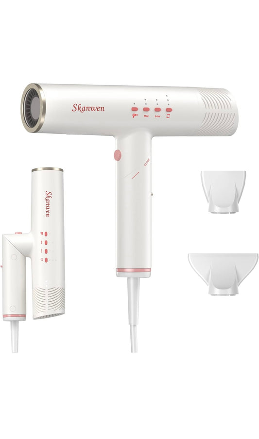 SKANWEN Ionic Hair Dryer with Folding Handle, 110,000 RPM High-Speed Blow Dryer