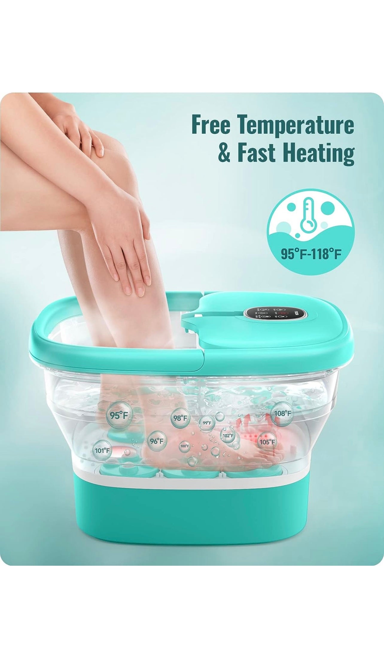 Niksa Collapsible Foot Spa Bath Massager with Heat, Bubbles